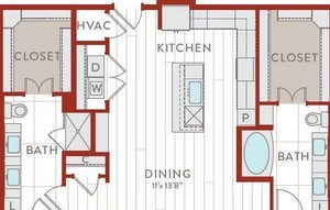 Aura Bluffview Apartments B21 Alt 1 Floor Plan Aura Bluffview Apartments B21 Alt 1 Floor Plan